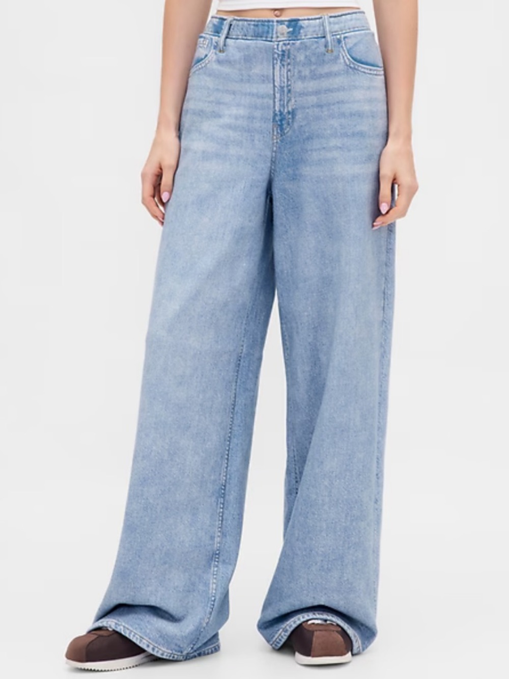 💛 GAP Light Blue Wide-Leg Jean Sweatpants - Picture 2 of 10